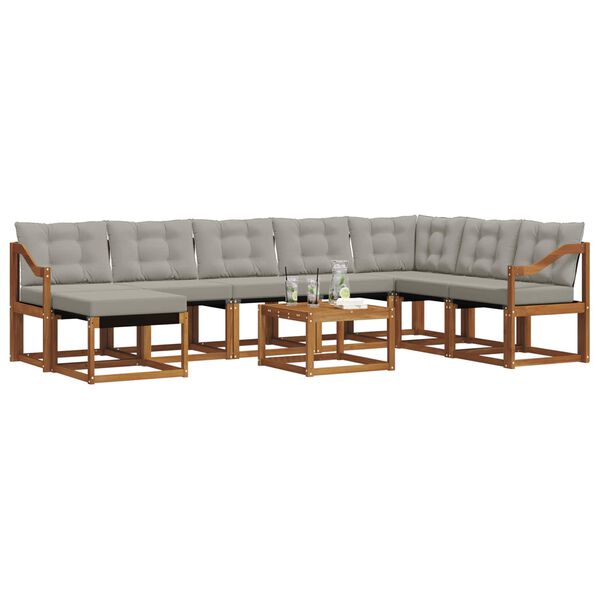 vidaXL V&auml;li diivanikomplekt padjaga 9 pcs Looduslik ja Hele Hall