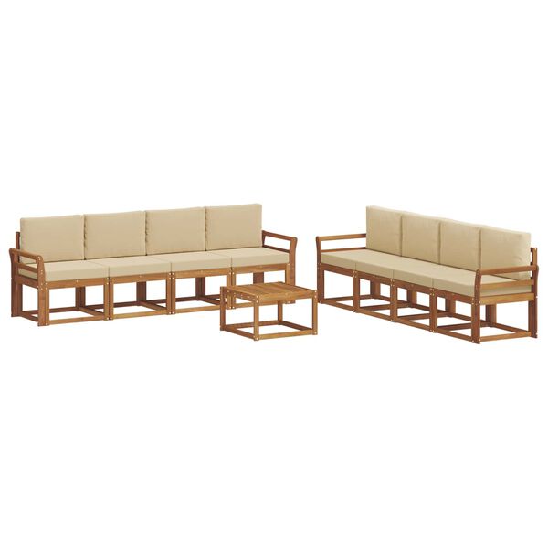 vidaXL V&auml;li diivanikomplekt 9 pcs Looduslik ja beež Tugev akatsiapuu