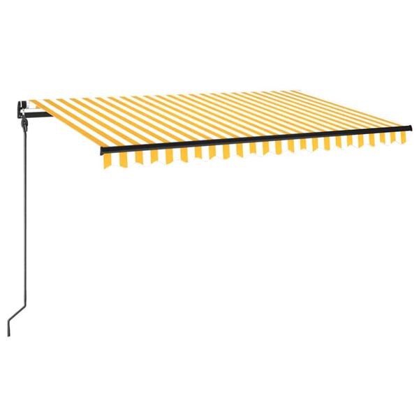 vidaXL k&auml;sitsi sisset&otilde;mmatav varikatus, LED, 450x300 cm kollane, valge