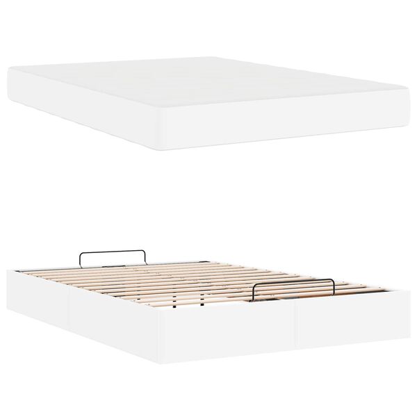 vidaXL Voodiraam madratsiga madratsiga 2 pcs Valge PVC