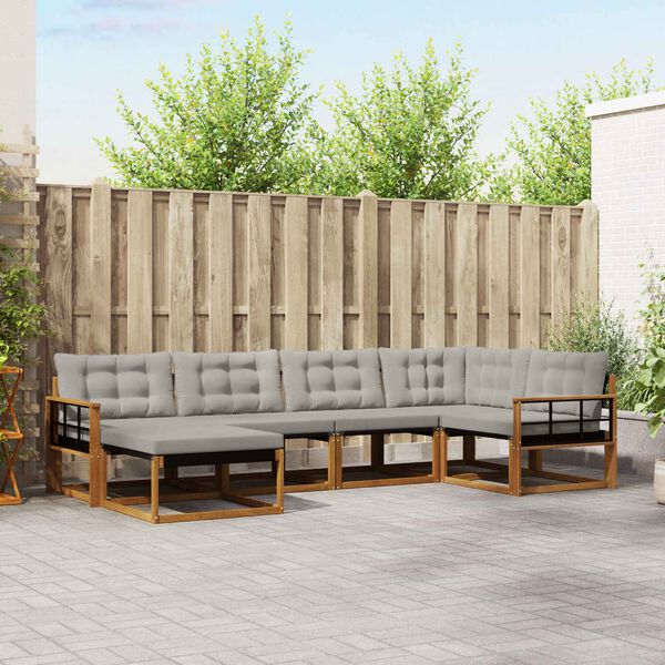 vidaXL V&auml;li diivanikomplekt padjaga 6 pcs Looduslik ja Hele Hall