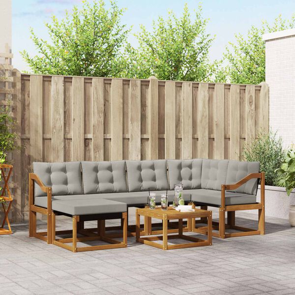 vidaXL V&auml;li diivanikomplekt padjaga 7 pcs Looduslik ja Hele Hall