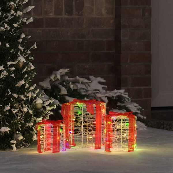 vidaXL Kingituse Karbi Dekoreerimine 3 pcs v&auml;rviline 20 x 20 x 21 cm