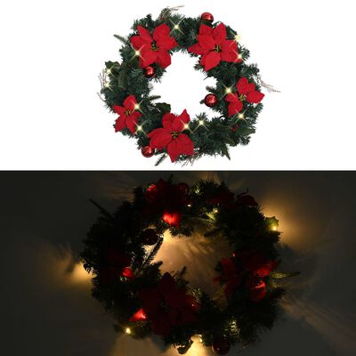 vidaXL jõulupärg LED-tuledega, roheline, 60 cm, PVC