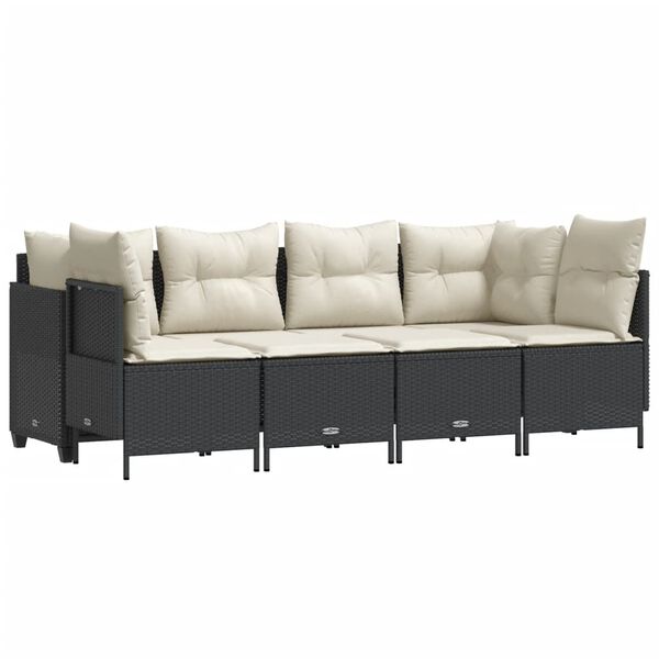 vidaXL 5-osaline aiadiivanikomplekt patjadega, must, pol&uuml;rotang