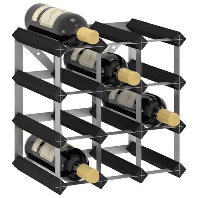 vidaXL veiniriiul 12 pudelile, must, männipuit