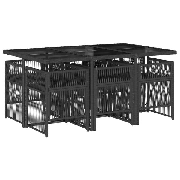 vidaXL 7-osaline aiam&ouml;&ouml;blikomplekt patjadega, must, pol&uuml;rotang