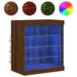 vidaXL puhvetkapp LED-tuledega, pruun tamm, 60,5 x 37 x 67 cm
