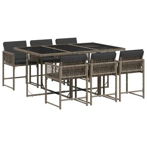 vidaXL 7-osaline aiam&ouml;&ouml;bli komplekt patjadega, hall, pol&uuml;rotang