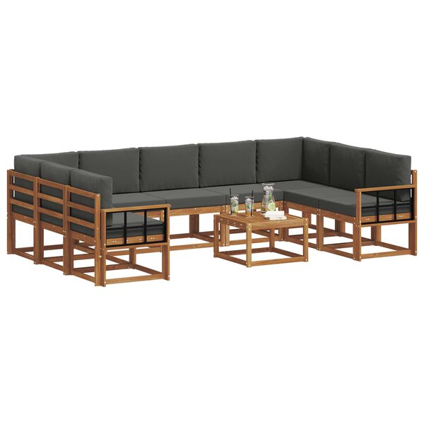 vidaXL V&auml;li diivanikomplekt padjaga 10 pcs Looduslik ja antriit