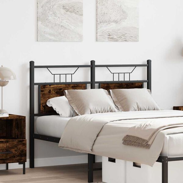 vidaXL vahetatav voodipeats suitsutatud tamm 120 cm tehispuit ja teras