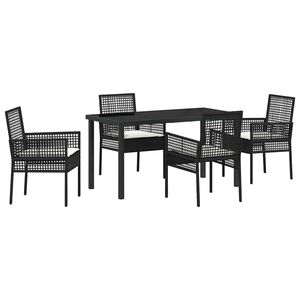 vidaXL Aia s&ouml;&ouml;gilaudade komplekt padjaga 5 pcs Must pol&uuml;rotang