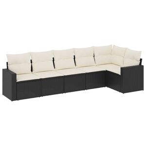 vidaXL 6-osaline aiadiivani komplekt patjadega, must, pol&uuml;rotang