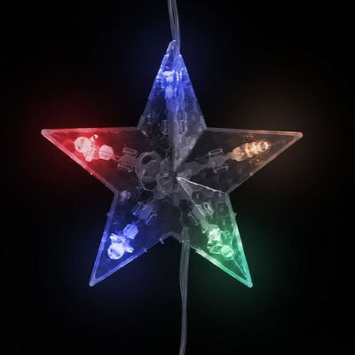 vidaXL LED-valguskardin tähtedega, 500 LEDi, värviline, 8 funktsiooni