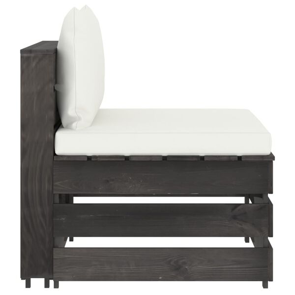 vidaXL 3-kohaline aiadiivan patjadega, hall, immutatud m&auml;nnipuit
