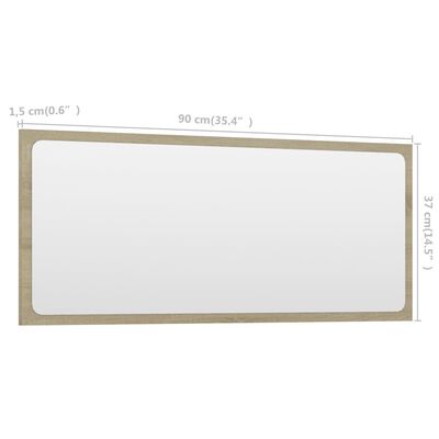 vidaXL vannitoa peeglikapp, Sonoma tamm, 90 x 1,5 x 37 cm, puitlaastplaat