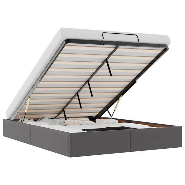 vidaXL Ottomani voodiraam ilma madratsita, hall, 140x190 cm, kunstnahk