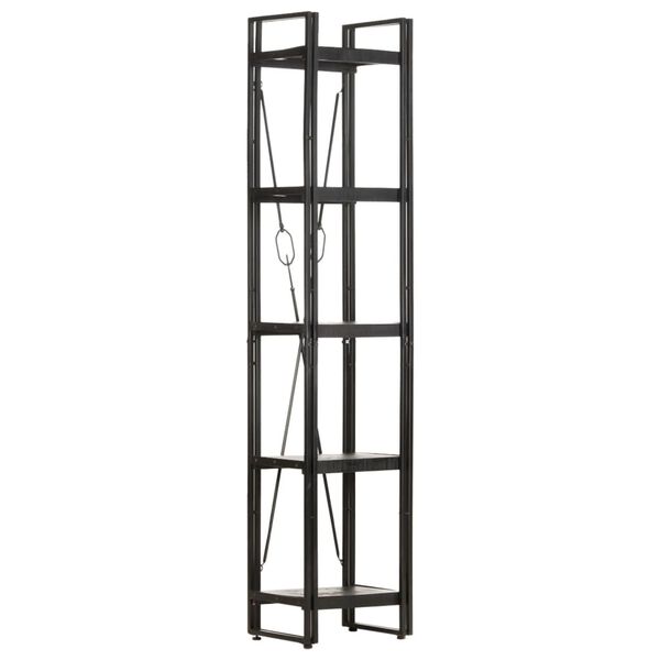 vidaXL 5 riiuliga raamaturiiul, must, 40 x 30 x 180 cm, mangopuit