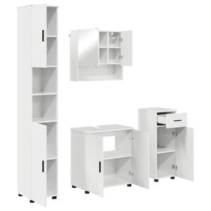 vidaXL Vannitoa m&ouml;&ouml;bleset sahtliga uksega 4 pcs Kergelt l&auml;ikiv valge