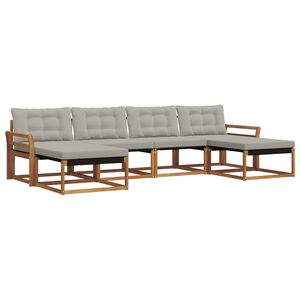 vidaXL V&auml;li diivanikomplekt padjaga 6 pcs Looduslik ja Hele Hall