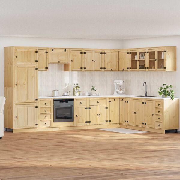 vidaXL Kapp sahtliga riiuliga uksega SKI 14 pcs Meepruun Tahke m&auml;nd