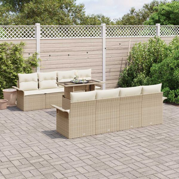 vidaXL Aia Diivanikomplekt padjaga 9 pcs Beež Pol&uuml; Rattan