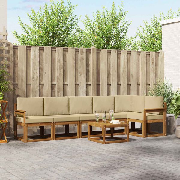 vidaXL V&auml;li diivanikomplekt padjaga 7 pcs Looduslik ja beež