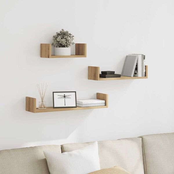 vidaXL Seinariiulid 3 tk Artisan Oak Engineered Wood