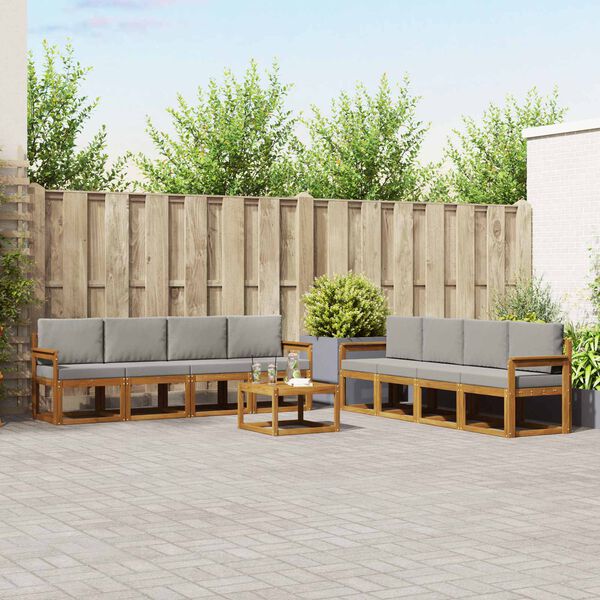 vidaXL V&auml;li diivanikomplekt padjaga 9 pcs Looduslik ja Hele Hall