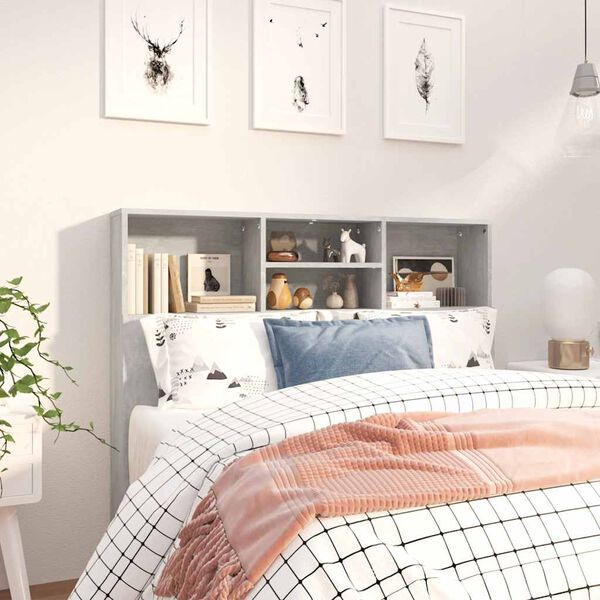 vidaXL voodipeatsi kapp, betoonhall, 120 x 19 x 103,5 cm