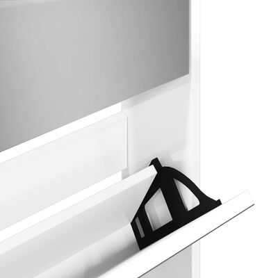 vidaXL 5 sahtliga kingakapp peegliga, kõrgläikega valge 63x17x169,5 cm