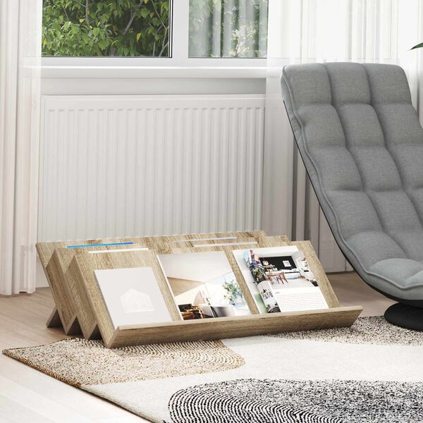 vidaXL Ajakirja riiul riiuliga Sonoma tamm 90 x 53 x 28,5 cm Tehispuit