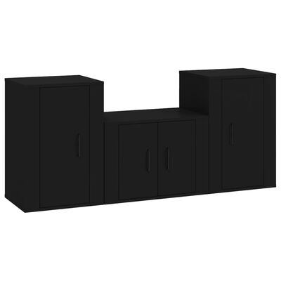 vidaXL 3-osaline telerikappide komplekt, must, tehispuit