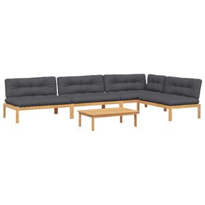 vidaXL 5-osaline kaubaalustest diivanikomplekt patjadega, akaatsiapuit