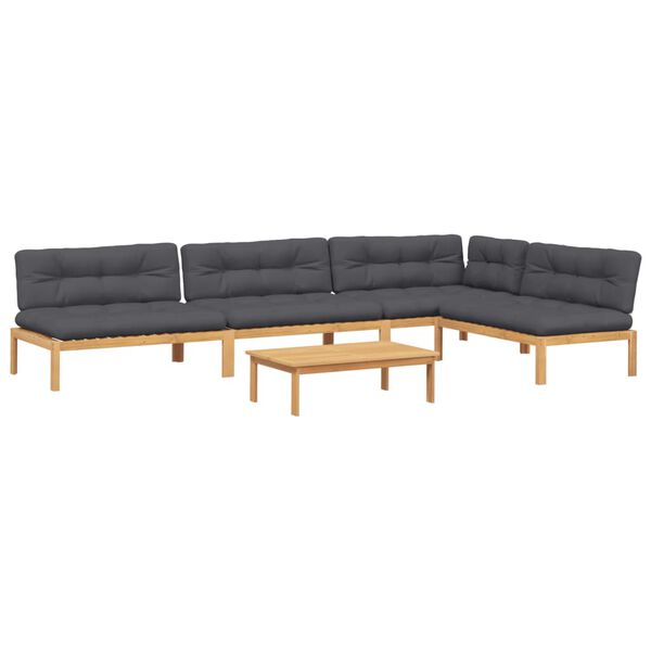 vidaXL 5-osaline kaubaalustest diivanikomplekt patjadega, akaatsiapuit