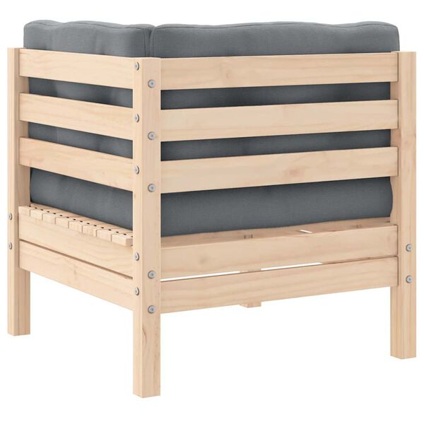 vidaXL 3-osaline aiam&ouml;&ouml;blikomplekt hallide patjadega, m&auml;nnipuit