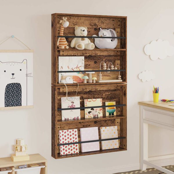 vidaXL Ajakirja riiul 2 pcs Vana puit 80 x 12 x 70 cm Tehispuit