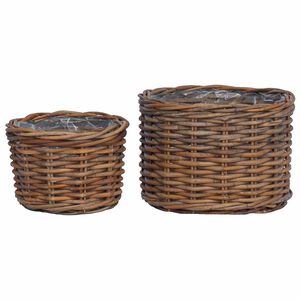 vidaXL Istutuskorv ladustamisega 2 pcs Pruun Kubu rattan