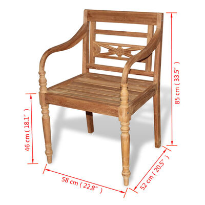 vidaXL bataavia toolid, 2 tk, tiikpuu