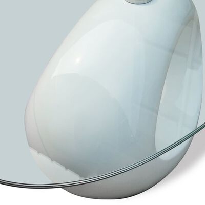 vidaXL ovaalse klaasist plaadiga kohvilaud, kõrgläikega valge