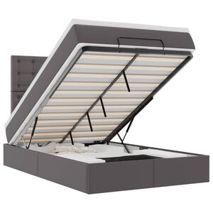 vidaXL Ottomani voodiraam madratsiga, hall, 120x200cm, kunstnahk