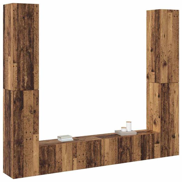 vidaXL 6-osaline seinale paigaldatav telerikapi komplekt vana puit