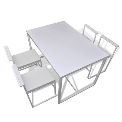 vidaXL viieosaline söögilaua ja toolide komplekt valge