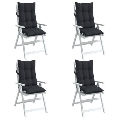vidaXL kõrge seljatoega toolipadjad 4 tk, must, oxford kangas
