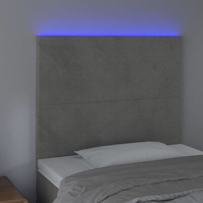 vidaXL LED-voodipeats, helehall, 90x5x118/128 cm, samet
