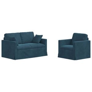 vidaXL Diivanikomplekt 2 pcs Sinine 138 x 78 x 80 cm Samet