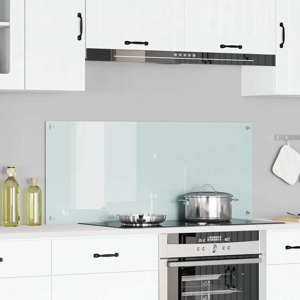 vidaXL K&ouml;gi Splashback Valge 120 x 50 cm karastatud klaas