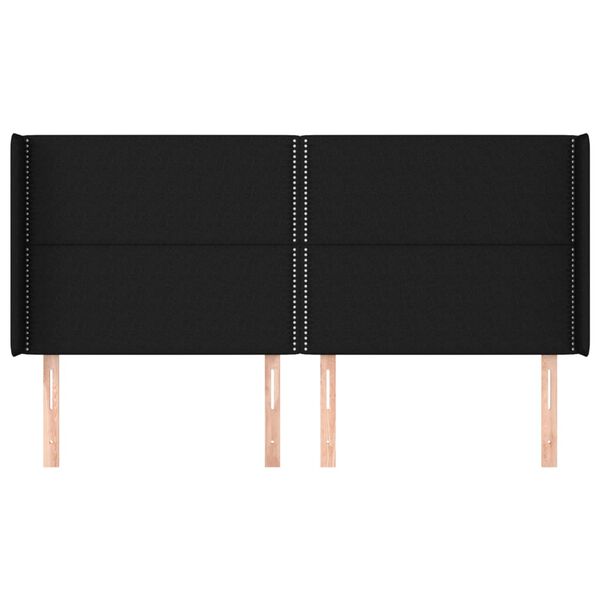 vidaXL voodipeats servadega, must, 203x16x118/128 cm, kangas