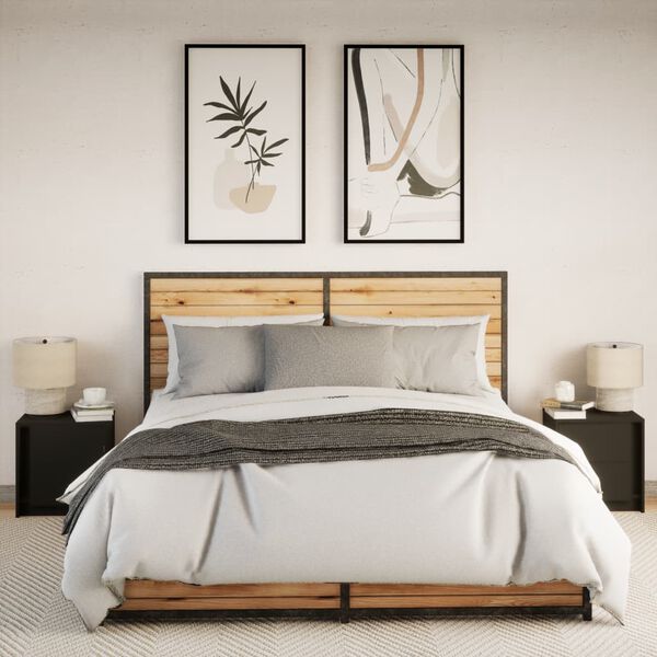 vidaXL &ouml;&ouml;kapid LED-valgustusega 2 tk, must, tehispuit