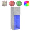 vidaXL LED-tuledega telerikapp, betoonhall, 30,5 x 30 x 90 cm
